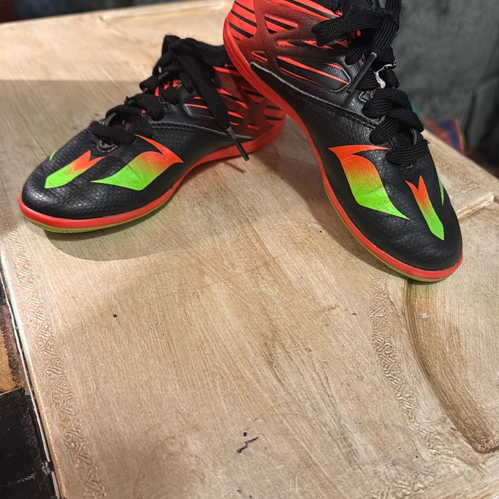 Adidas Kids Shoes Black and Neon Green